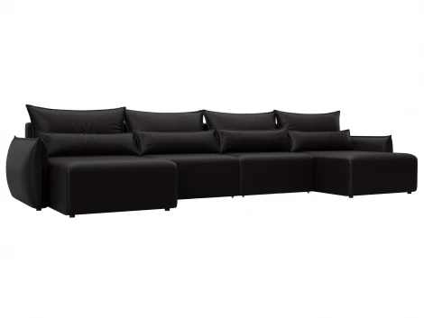 Диван П-образный Лига-051 НПБ Лонг (ЛДСП,Брус,Фанера/Пластик/Экокожа/Коричневый) Лига Диванов 129895