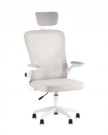 Кресло офисное TopChairs Core серый с подголовником пластик белый TopChairs УТ000041968