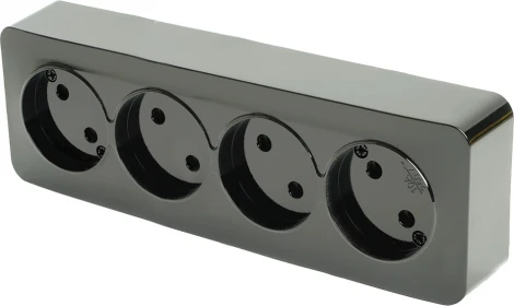 Розетка 4-х местная без заземления (черный матовый) Stekker София 49504