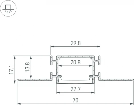 Профиль FANTOM-BENT-W23-SIDE-2000 ANOD (Arlight, Алюминий) 040331(1)
