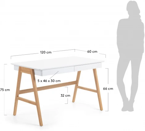 Компьютерный стол La Forma (ex Julia Grup) Dyana (Белый/ МДФ,Дерево,Меламин,Дуб)