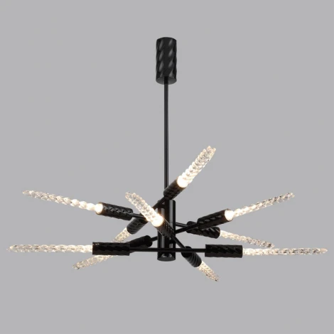 Потолочная люстра на штанге Odeon Light Kolos 5459/28L черный глянцевый/прозрачн./металл/стекло LED 28W 3000K (220V)