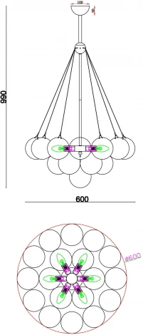 Потолочная люстра на штанге Fiesta FR5231PL-06BS Freya (220V, шарики)