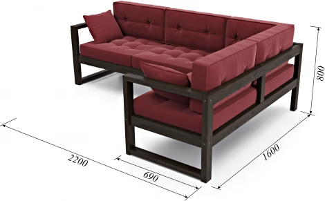 Диван Arsko Астер У венге красный велюр