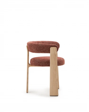 Granite Стул на 3 ножках из терракотового шенилла и массива ясеня в натуральной отделке La Forma (ex Julia Grup) арт.207761