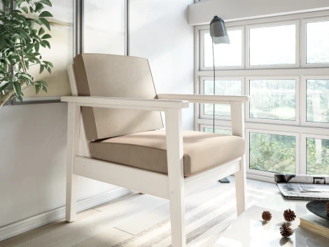 Кресло Arsko Лориан беленый дуб велюр молочный