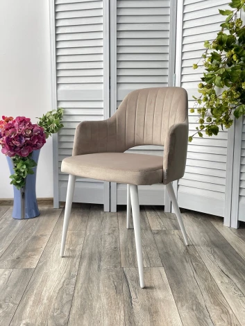 Стул FANTINE-LA ЛАТТЕ #25, велюр / белый каркас