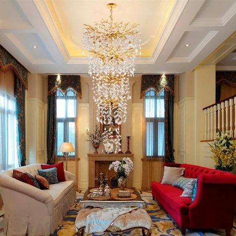 Подвесная большая люстра каскадная хрустальная Arte Milano Milano-4 23416.800-1600.28.E14.B.5D GD (220V, на цепи)