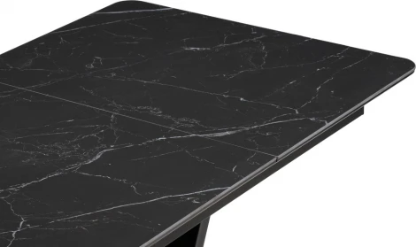 Керамический стол Woodville Бугун 120(160)х80х77 черный мрамор / черный арт.588018