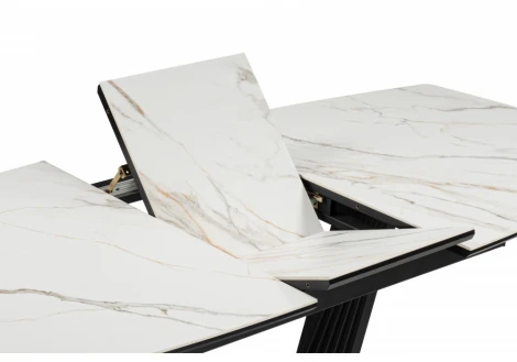 Керамический стол Вейл 160(205)х89 gilt white / черный 626060