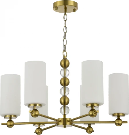 Подвесная люстра ST Luce SL2003 SL2003.303.06 латунь/белый E27 6*40W (220V, на цепи, бусы)