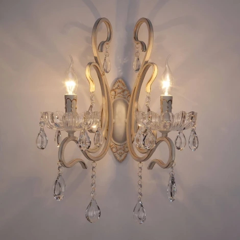 Бра Eurosvet 12205 12205/2 белый (хрусталь Strotskis, подвески, подсвечник, свеча)