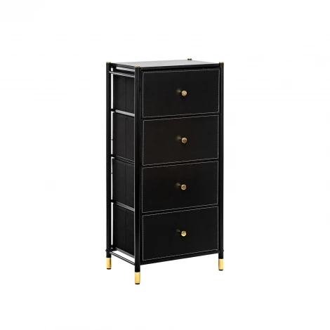 Комод Leset Нирита/Хайди, 4 ящика, Черный (Сталь,Экокожа/Черный) арт.2500000209666