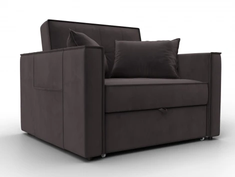 Кресло-кровать Лига-104 (80) (ЛДСП,Брус,Фанера,Велюр/Коричневый) Лига Диванов 134856