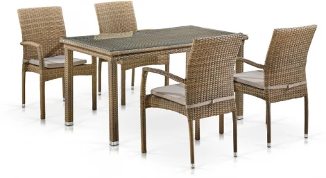 Комплект плетеной мебели Afina T256B/Y379B-W65 Light Brown (4+1)