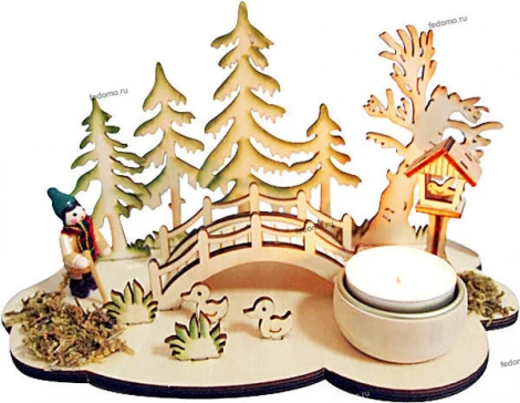 Новогодний подсвечник из дерева Snowlight