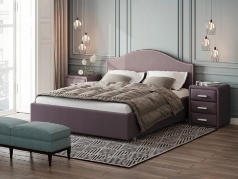 PROxSON Кровать Classic (Ткань: Рогожка Тетра Слива) 200x200