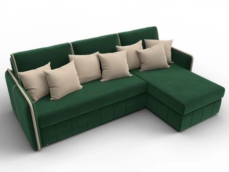Диван угловой Лига-078 угол универсальный (ДСП/Пластик/Велюр/Зеленый,Бежевый) Лига Диванов 130988