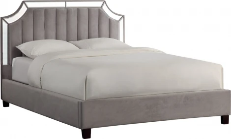 Кровать с зеркальными вставками серая 214*172*127см Garda Decor арт.N-BD1894V GR