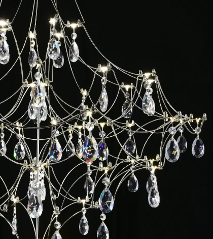 Подвесная люстра светодиодная с пультом и хрустальными подвесками Asfour MyFar Allegria MR2640-66P-50AD