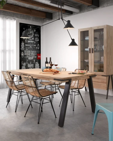 Стеллаж La Forma (ex Julia Grup) Thinh (Черный/ Металл,Акация,Сталь,Дерево)