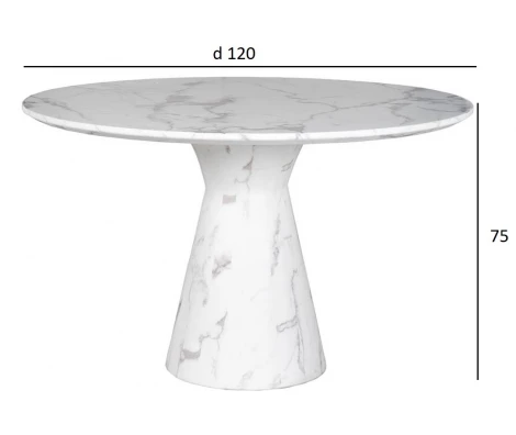 33FS-120-STOL/OB-BEL Стол обеденный белый d120*75см Garda Decor