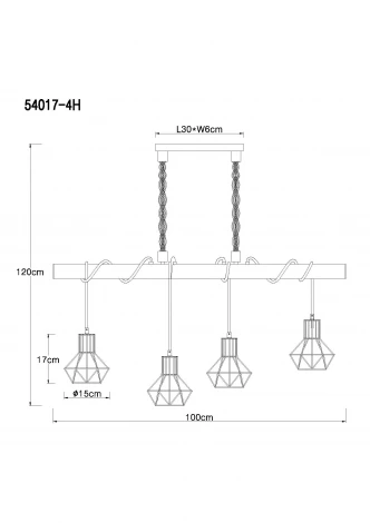 Подвесной светильник Priska 54017-4H Globo (220V, на проводе)