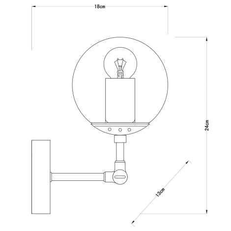 Бра Arte Lamp Bolla A1664AP-1BK (220V, выключатель, шар)