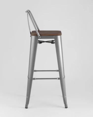 Стул барный Stool Group TOLIX WOOD со спинкой серебристый матовый УТ000000696
