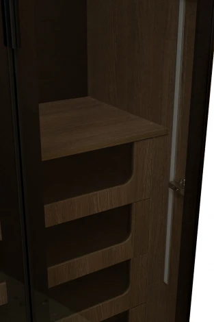 GD-10012/1-3 Шкаф Alto двух c выдв ящик,цвет дуб Урбан Кофейный,дверцы стекло(тонир) 100*57*228.5см Garda Decor