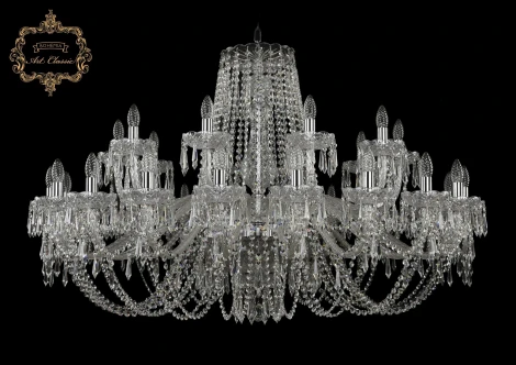 Подвесная большая люстра Art Classic 11.23 11.23.20+10.460.Cr.Dr (220V, хрусталь, на цепи, подсвечник, свеча)