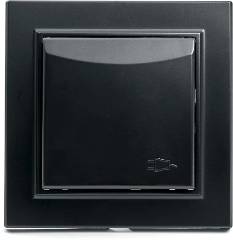 Розетка с заземлением защитной крышкой и шторками (черный) Stekker Эрна 39481