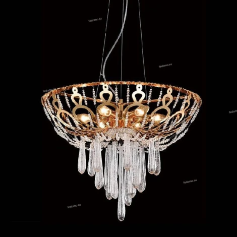 Люстра подвесная Crystal Lux Dorotea, 5 ламп, золото с прозрачным