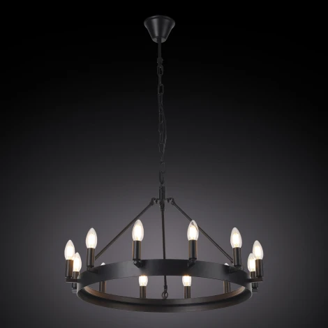 Подвесная люстра Citilux Смитсон CL470112 (220V, на цепи, свеча, круглые, под старину, кольцо)