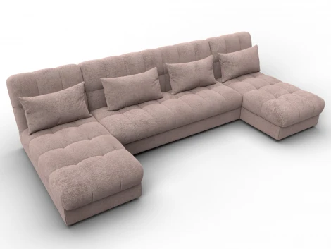 Диван П-образный Лига-116 НПБ (ДСП,ЛДСП,Велюр/Бежевый) Лига Диванов 137310