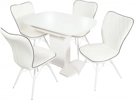 Стол Корсика, Белый матовый/Стекло белое, Аврора