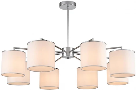Потолочная люстра на штанге Lumion Suntori 6591/8 хром/белый, металл/текстиль E14 8*40W 220V