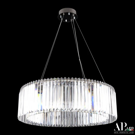 Подвесная люстра светодиодная APL LED Sicilia SH09.73.A.Ni.4000 (220V, хрусталь, на тросе, круглые)