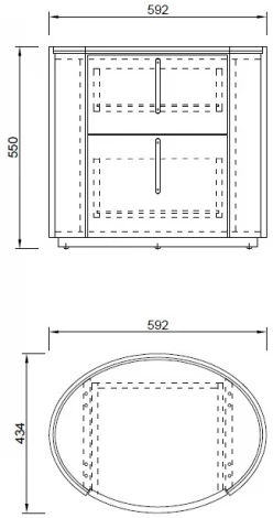 Тумбочка 2 ящика темный шпон 59*43*55см Garda Decor арт.77IP-30200