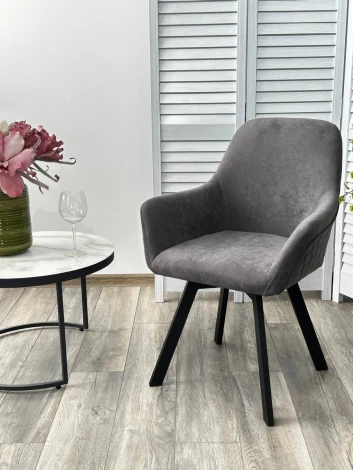 Стул JET 360 град. поворот. B28 Темно-серый, велюр / черный каркас, М-City