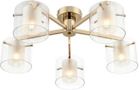 Потолочная люстра на штанге Lumion Verdi 6587/5C золото/прозрачный, металл/стекло E14 5*40W 220V (круглые)