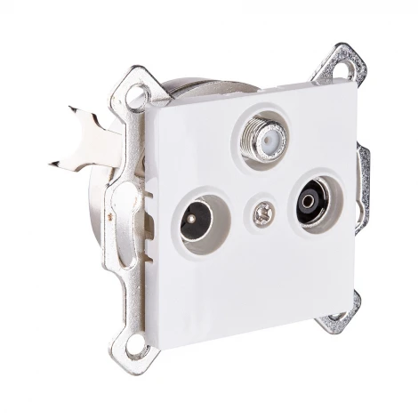 Розетка тройная TV (мама) + TV (папа) + спутниковая SAT белый Kollinger REA-036WH для Aspekt, Eleganz, Reflex