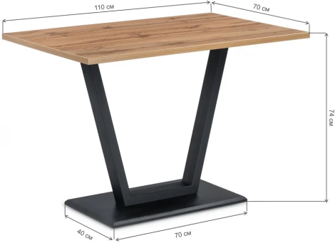 Стол на тумбе Woodville Мичиган Лофт 110х70 25 мм дуб вотан / черный матовый 515300