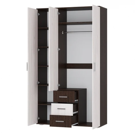 Шкаф БТС трехдверный Белла, венге/ясень белый