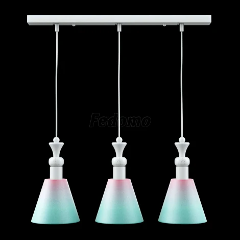 Люстра подвесная Lamp4you, 3 плафона, белый с розовым и бирюзовым