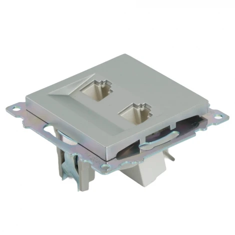 Розетка Ethernet RJ-45 двойная (серебро) Stekker Катрин 50005