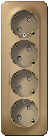 Розетка накладная четверная с заземлением и шторками (титан) Systeme Electric Blanca BLNRA011414