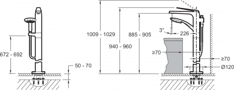 Смеситель Jacob Delafon Avid E97367-CP напольный БЕЗ ВНУТРЕННЕЙ ЧАСТИ