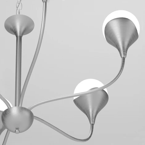 Подвесная люстра Wi-Fi Eurosvet Calyx 60169/6 никель (220V, управление смартфоном, голосовое управление, умный дом - Minimir Home, Алиса, Маруся, Салют, на цепи, шарики)