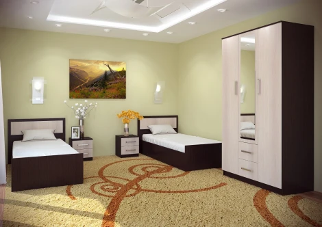 Тумба БТС прикроватная с ящиками Фиеста, венге/лоредо (2 шт)